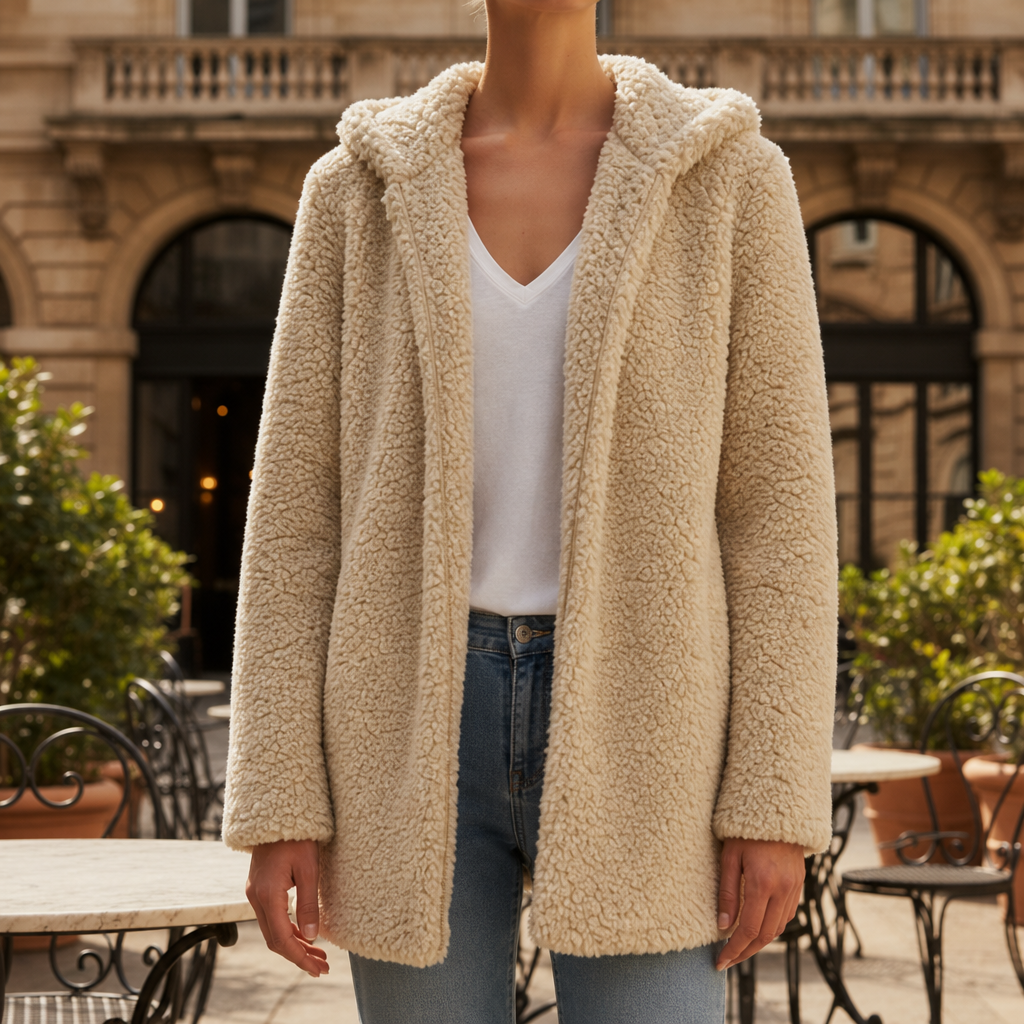 Women's Teddy Fleece Jacket Hooded Zip Up Relaxed Fit – Alina