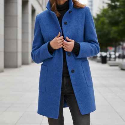 Women’s Grey Wool-Blend Coat Unlined Mid-Thigh – Marlowe