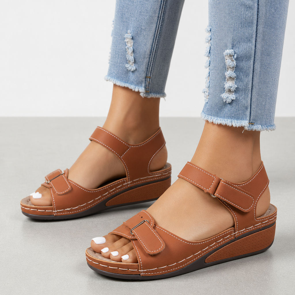 Orthopedic Comfort Sandals Faux Leather Arch Support – Marlowe