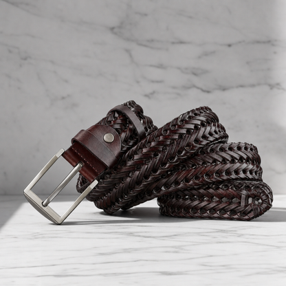 Braided Faux Leather Belt With Polished Buckle – Arlen