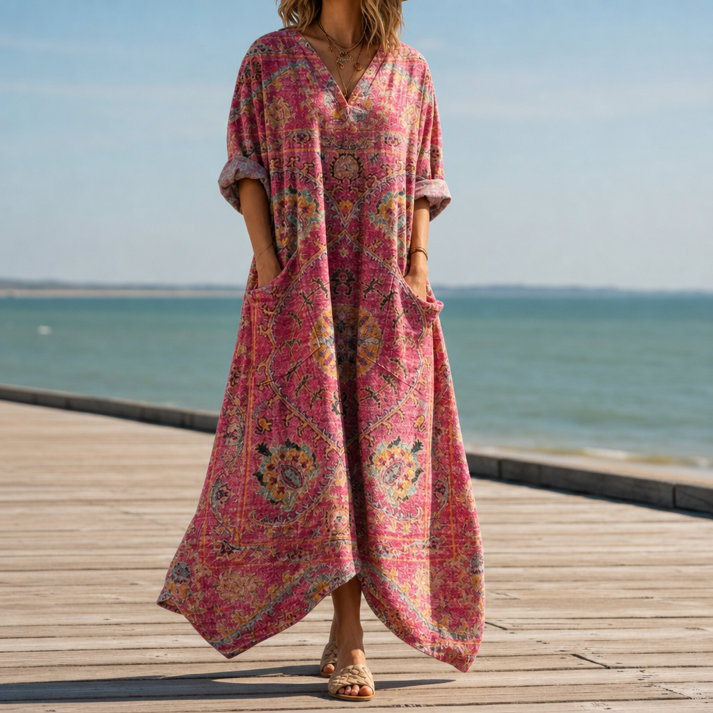 Women's Cotton Blend Boho Maxi Dress Oversized Fit – Maris