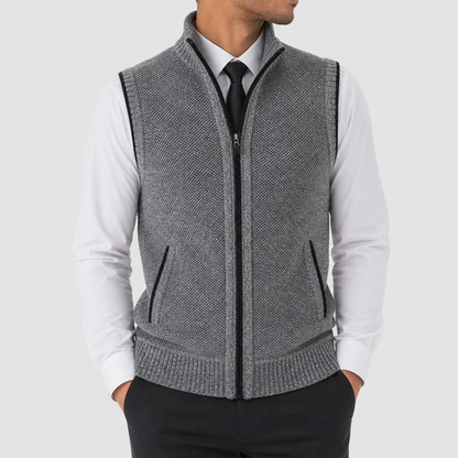 Women's Wool-Blend Knit Vest Zip-Up Sleeveless Layering – Elara