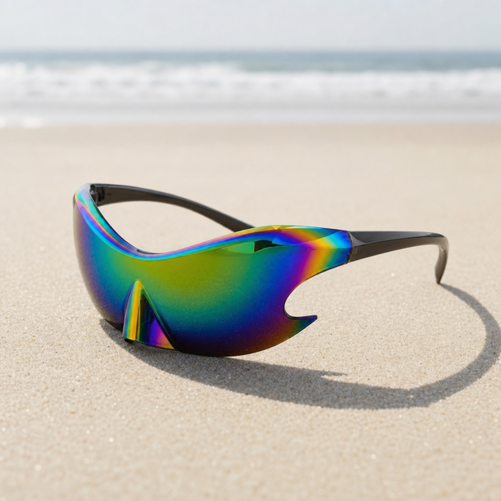 Women's Wraparound Shield Sunglasses Chrome Mirror UV Protection – Solene