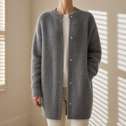 Women's Longline Cardigan Soft Fluffy Knit Regular Fit – Elara