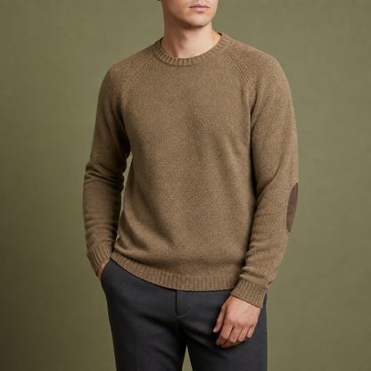Wool Cotton Crewneck Sweater Corduroy Elbow Patches – Alder