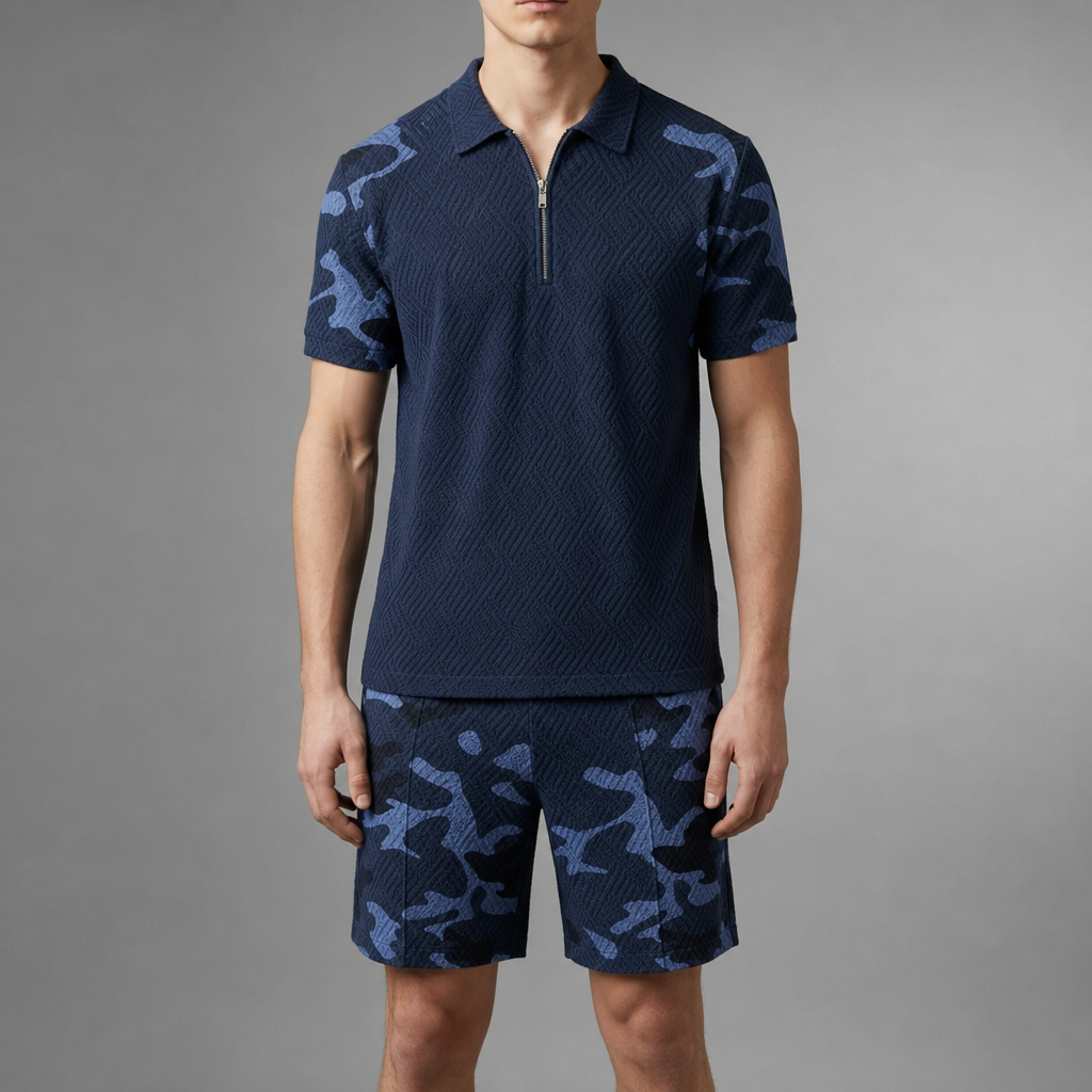 Camo Polo Shorts Set Cotton Blend Regular Fit – Calder
