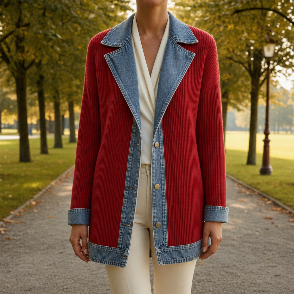 Denim Knit Hybrid Jacket Ribbed Knit Relaxed Fit – Marlowe