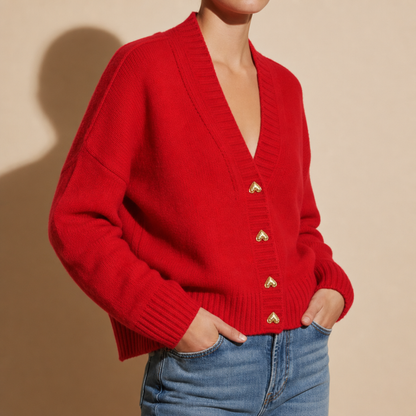 Women's Cotton Blend V Neck Button Cardigan – Elara
