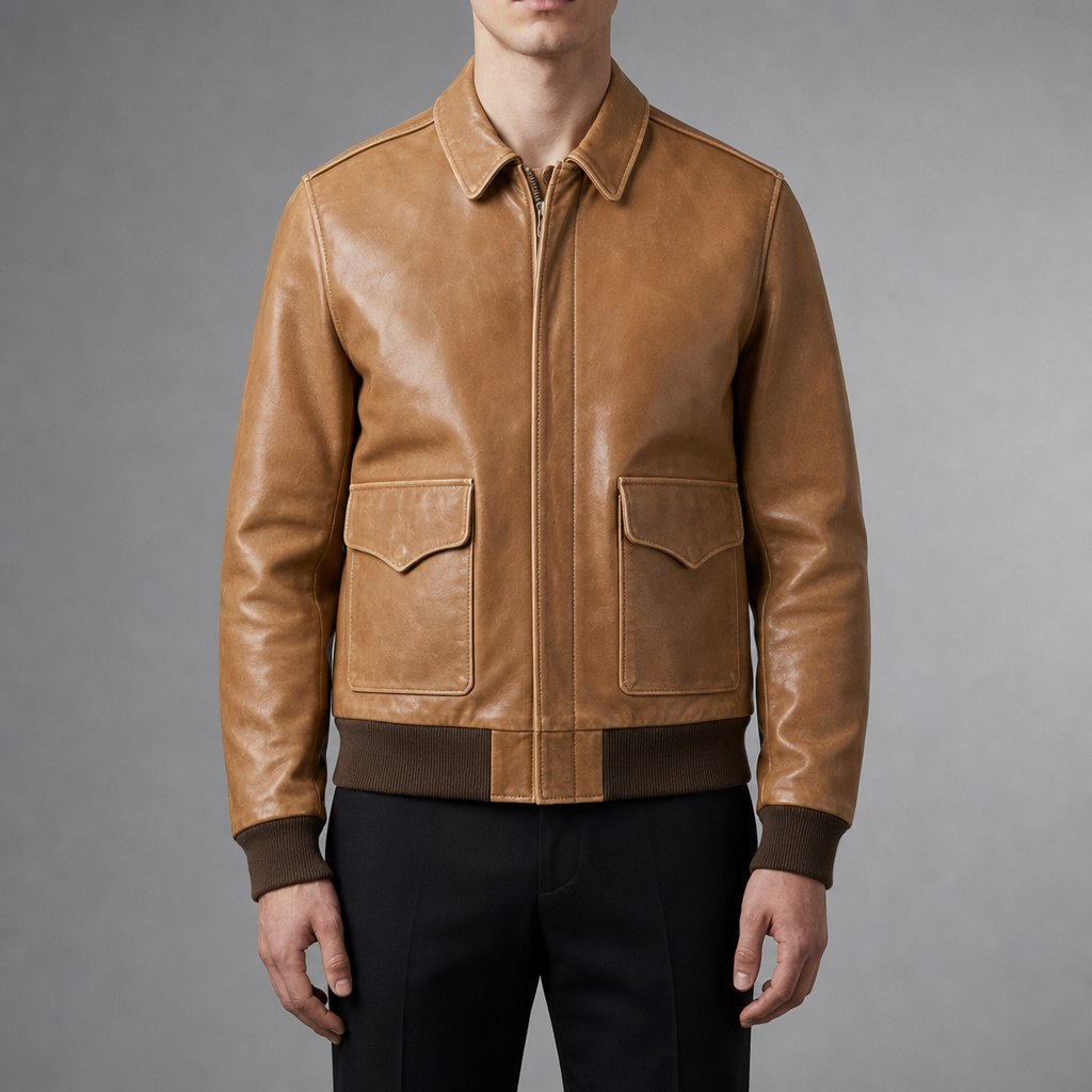 Leather Bomber Jacket Faux Leather A2 Flight Style – Marlowe
