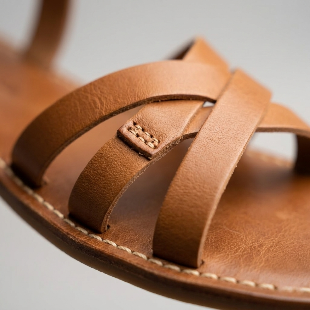 Women’s Leather Strappy Flat Sandals for Summer