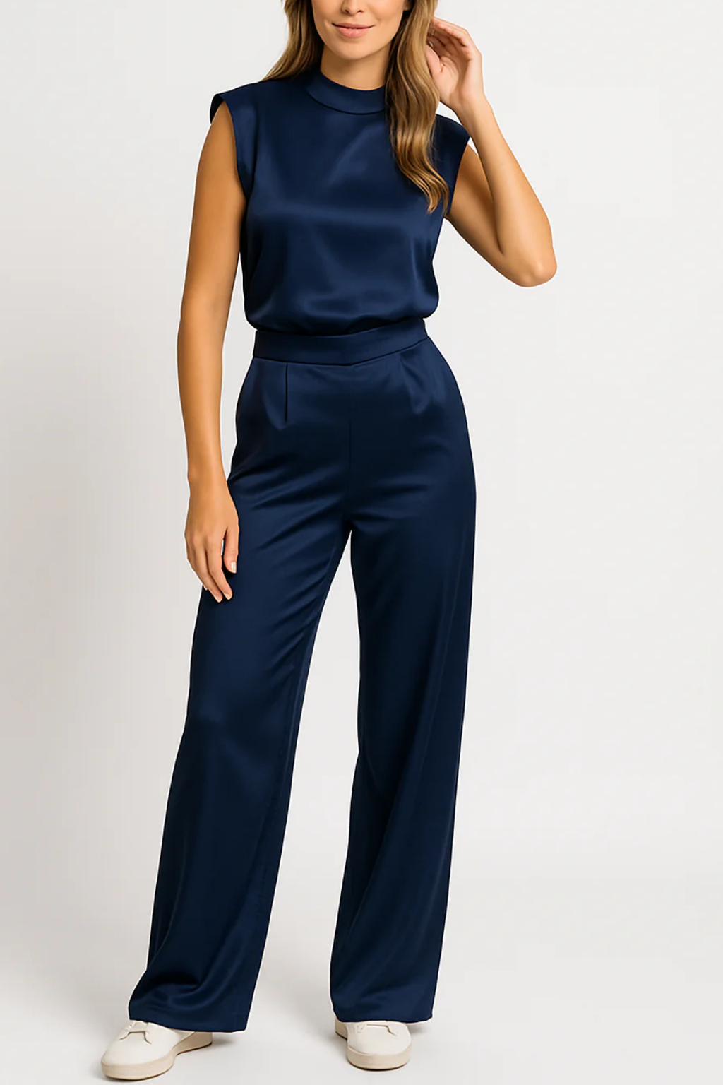 Combinaison chic à col montant et jambes larges pour occasions formelles