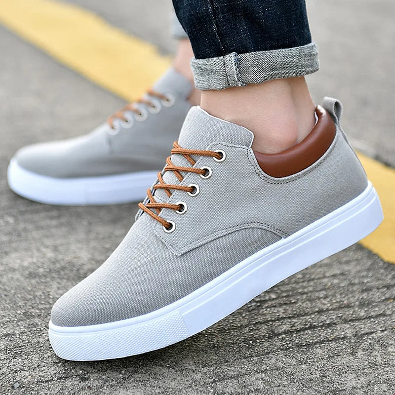 Monarch Low-Top Canvas Sneakers with Padded Heel Collar and Non-Slip Sole