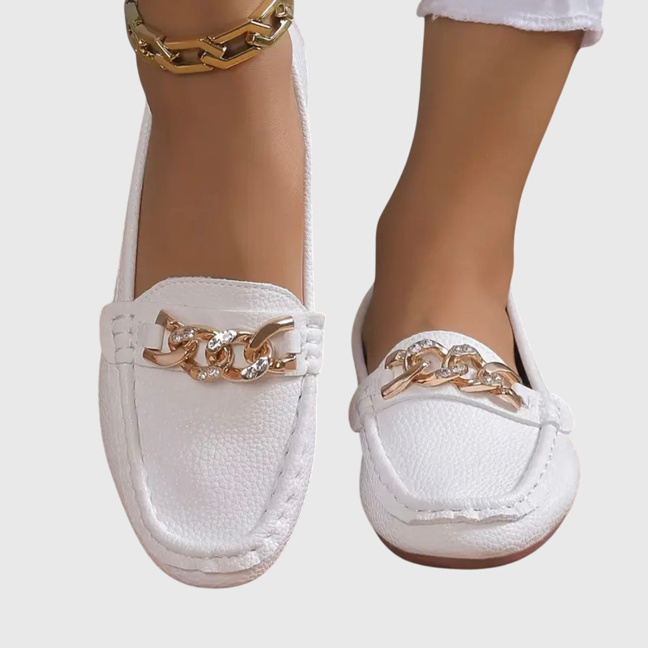 Melissa Orthopedic Loafers with Cushioned Insole and Gold-Chain Accent