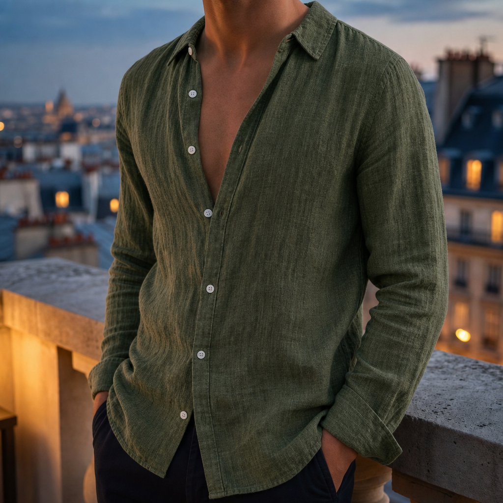 Long Sleeve Linen Shirt Cotton Blend Classic Collar – Marlowe
