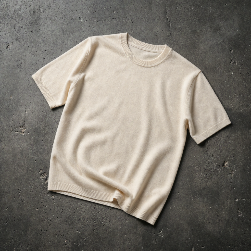 Cashmere Blend Knit Tee Fine Gauge Crew Neck – Marlowe