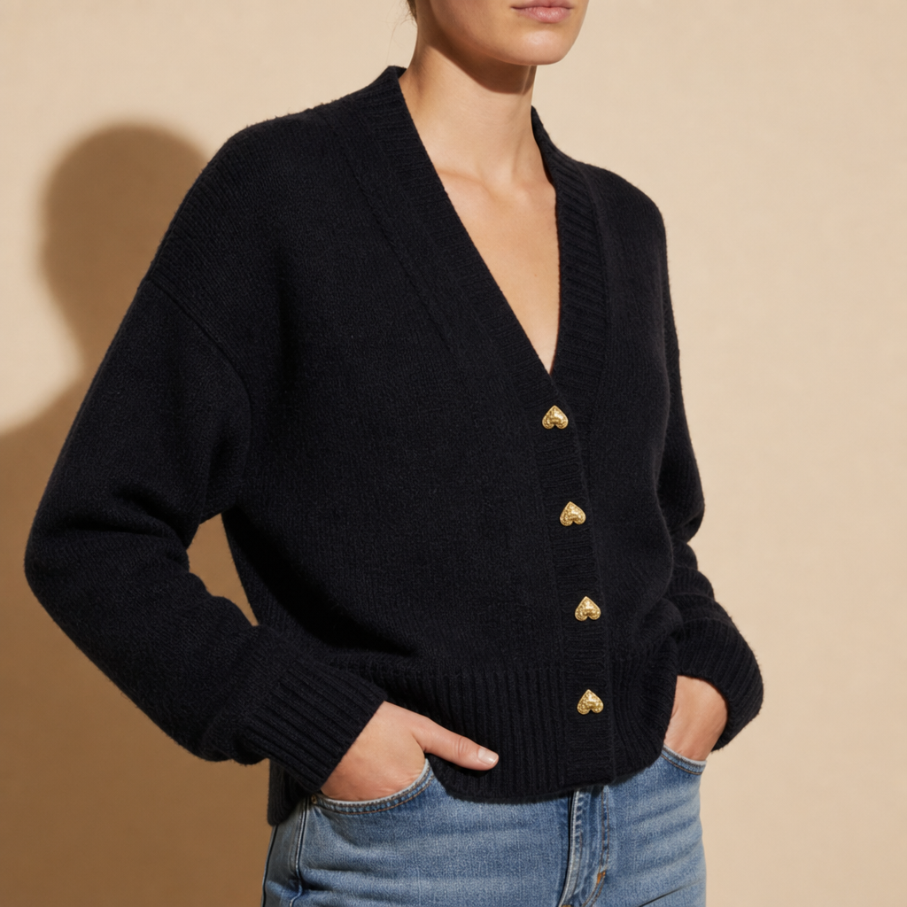 Women's Cotton Blend V Neck Button Cardigan – Elara