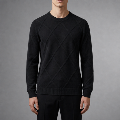 Cashmere Wool Blend Argyle Crewneck Sweater – Elara