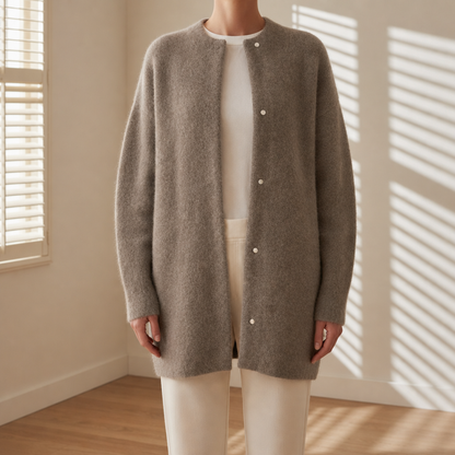 Women's Longline Cardigan Soft Fluffy Knit Regular Fit – Elara