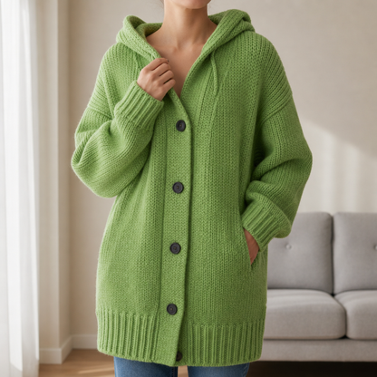 Hooded Knit Cardigan Flowing Textured Loose Fit – Maren