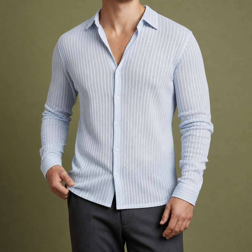 Men's Striped Cotton Blend Lapel Shirt – Marlowe