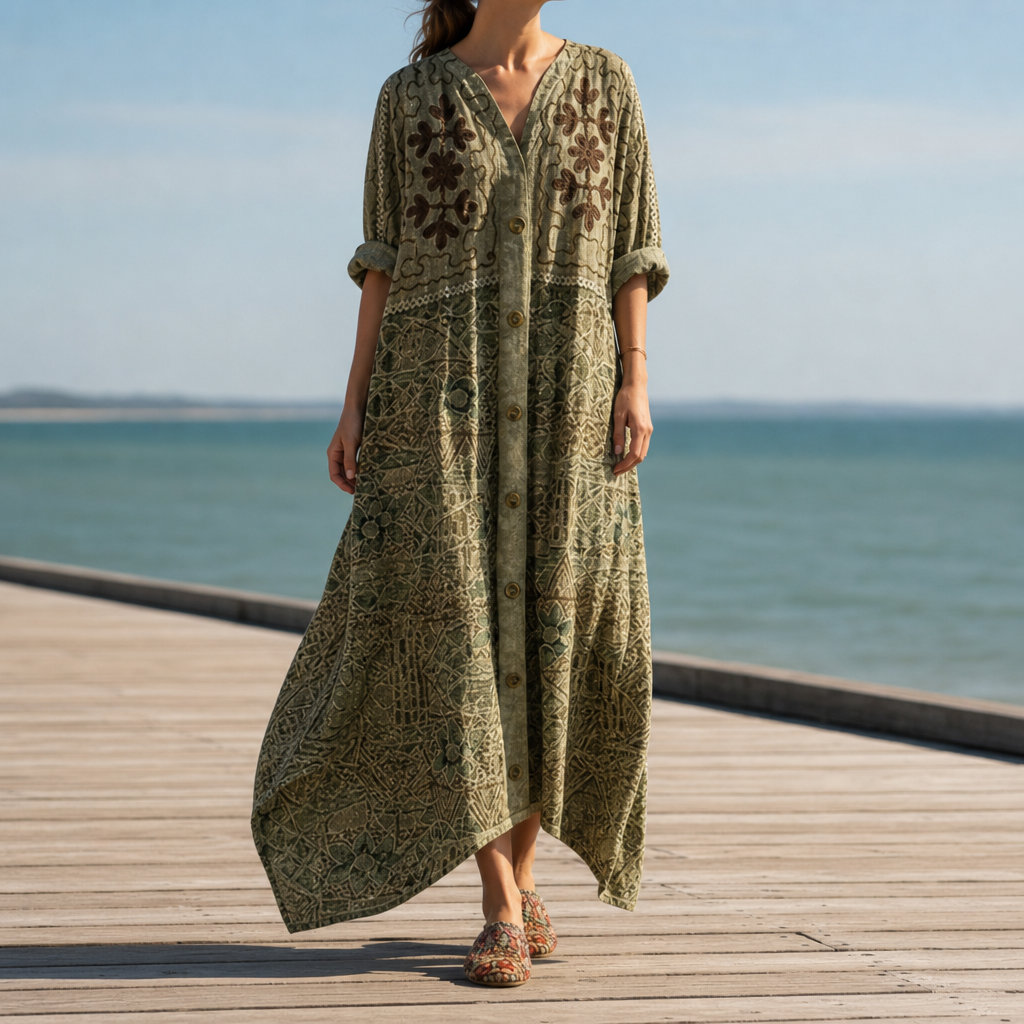 Women's Cotton Blend Boho Maxi Dress Oversized Fit – Maris