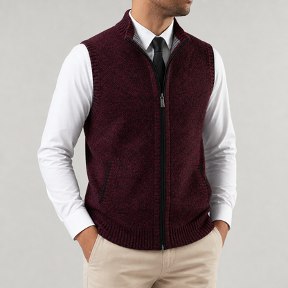 Women's Wool-Blend Knit Vest Zip-Up Sleeveless Layering – Elara