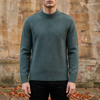 Cotton Blend Jacquard Mock Neck Sweater – Alaric