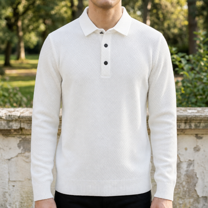 Textured Knit Polo Short Sleeve Button Front – Elara
