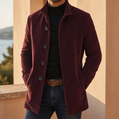 Corduroy Overcoat Slim Notch Lapel Tailored Fit – Arden