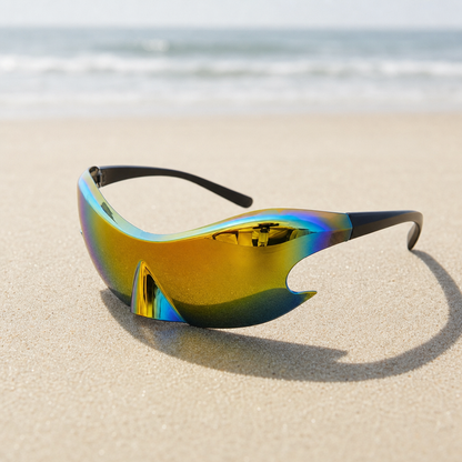 Women's Wraparound Shield Sunglasses Chrome Mirror UV Protection – Solene