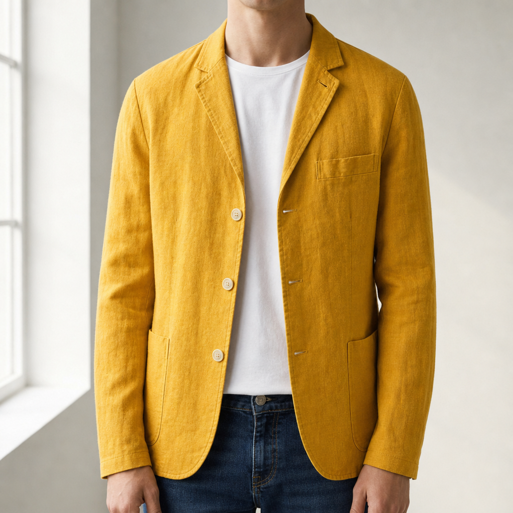 Women's Cotton Linen Relaxed Blazer Jacket Notched Lapel – Elara
