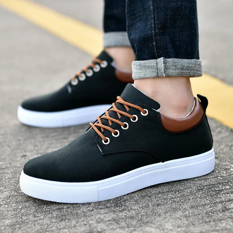 Monarch Low-Top Canvas Sneakers with Padded Heel Collar and Non-Slip Sole