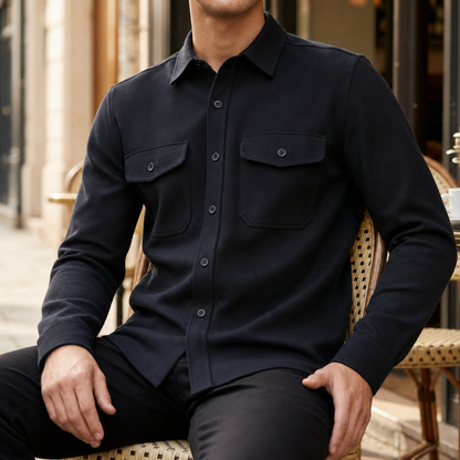 Shirt Jacket Relaxed Fit Button Up Collared – Rowan