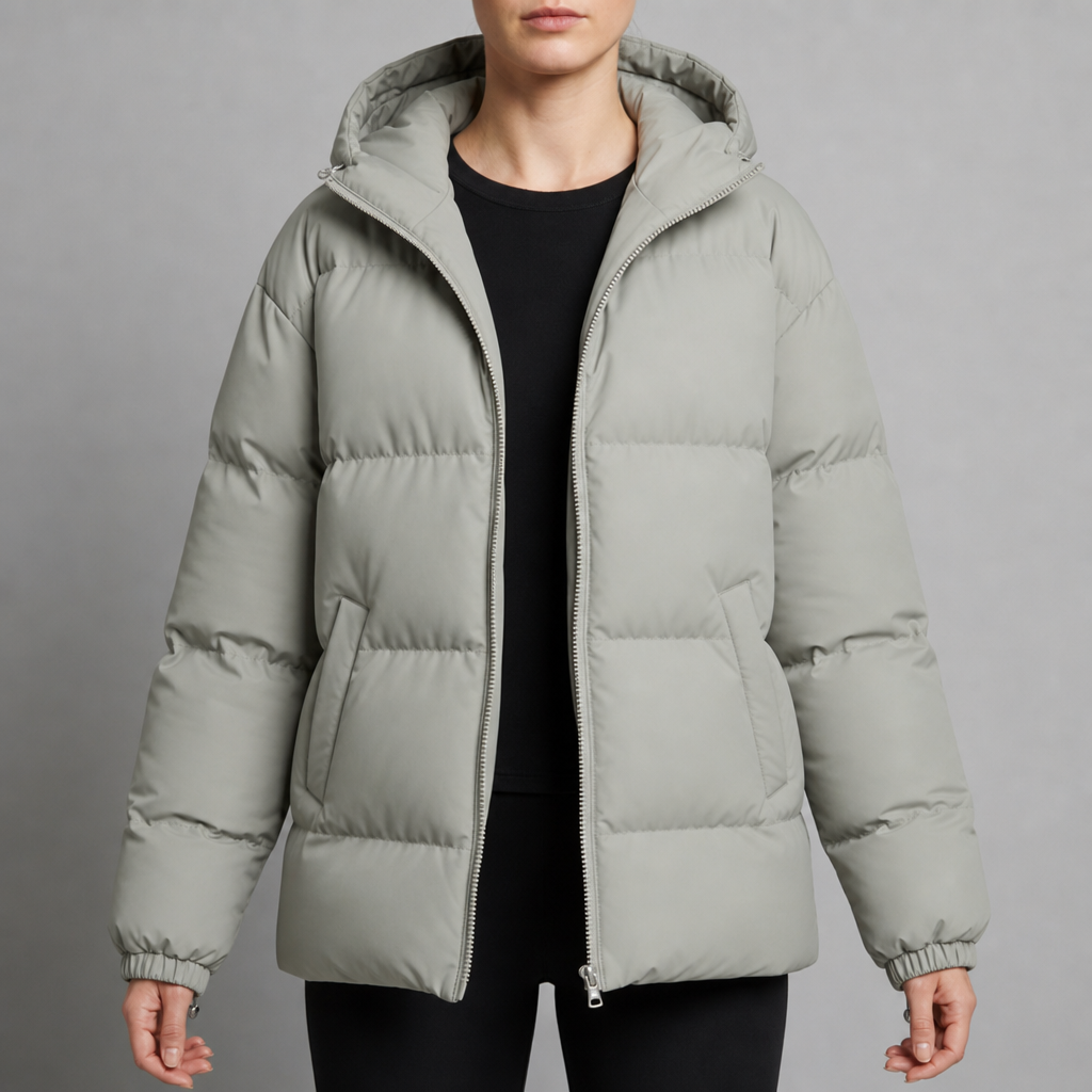 Quilted Puffer Jacket for Women Water Resistant Nylon Hooded – Elara