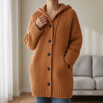 Hooded Knit Cardigan Flowing Textured Loose Fit – Maren