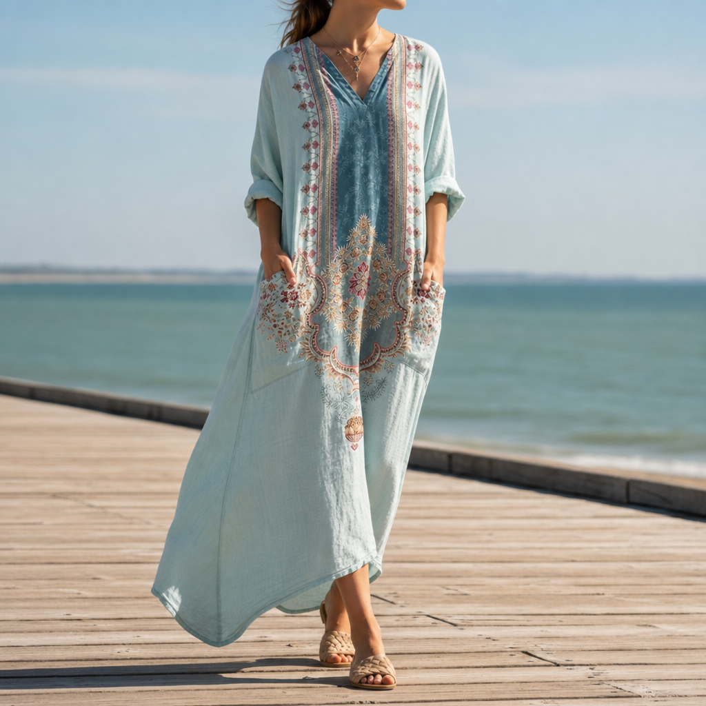 Women's Cotton Blend Boho Maxi Dress Oversized Fit – Maris