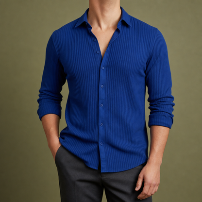 Men's Striped Cotton Blend Lapel Shirt – Marlowe