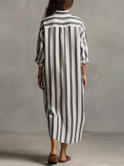 Robe maxi bohème avec design rayé décontracté