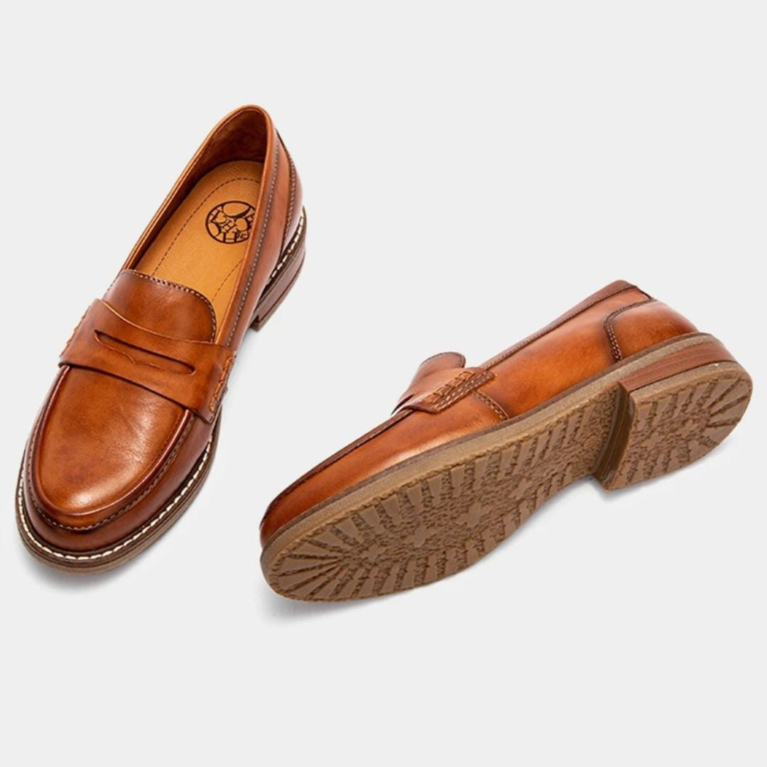 Orthopedic Leather Loafers Supportive Penny Style – Bellamy