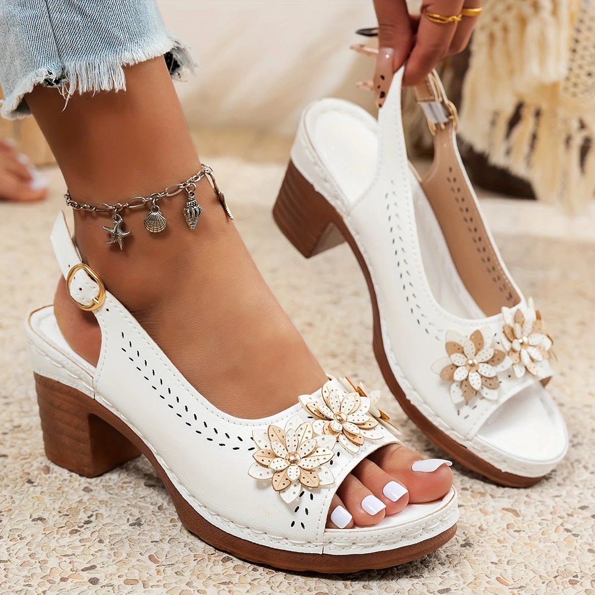 Hailey Block Heels with Cushioned Support – Stylish Comfortable Footwear