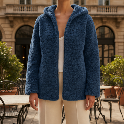 Women's Teddy Fleece Jacket Hooded Zip Up Relaxed Fit – Alina