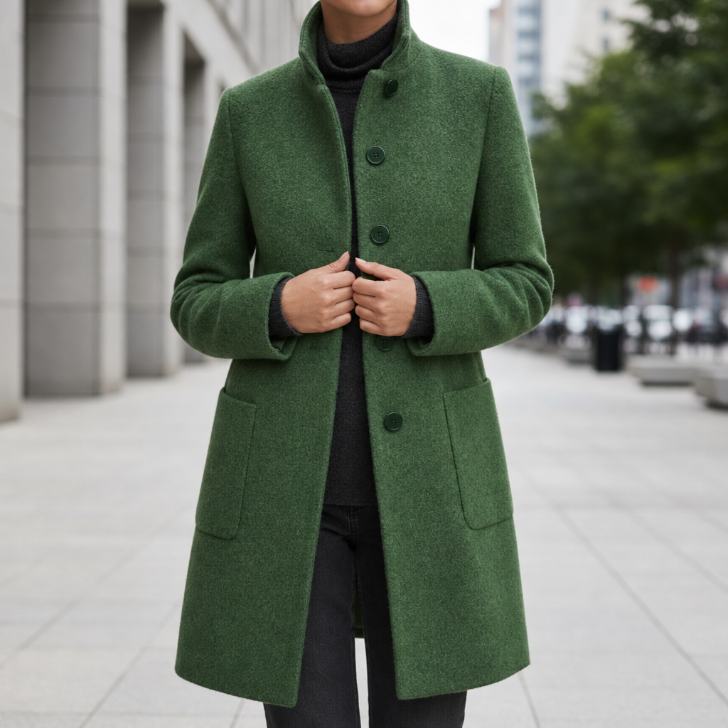 Women’s Grey Wool-Blend Coat Unlined Mid-Thigh – Marlowe