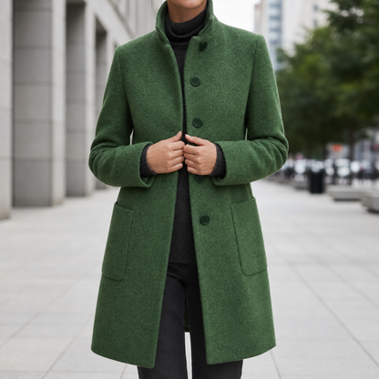 Women’s Grey Wool-Blend Coat Unlined Mid-Thigh – Marlowe