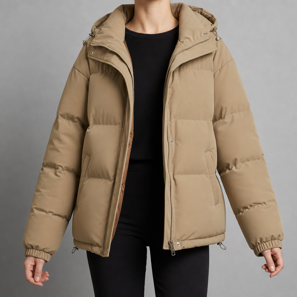 Quilted Puffer Jacket for Women Water Resistant Nylon Hooded – Elara