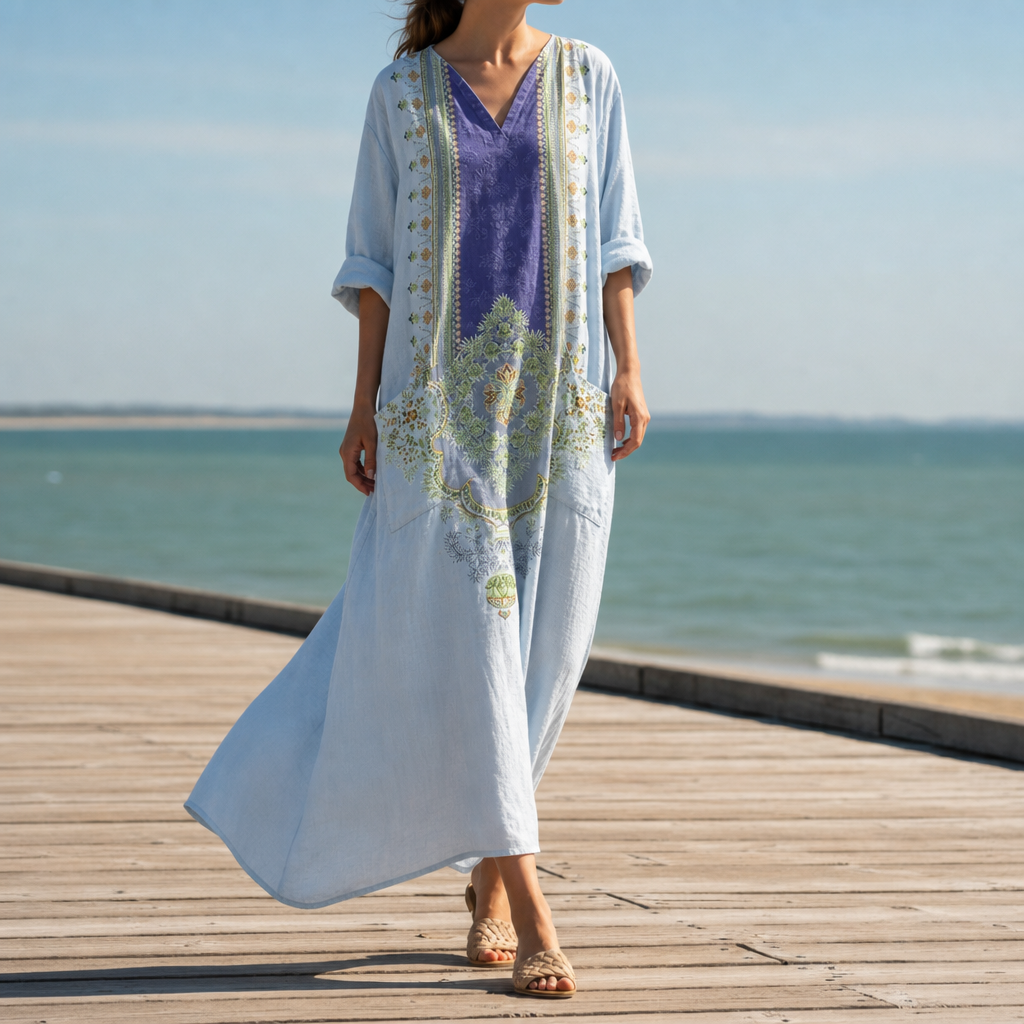 Women's Cotton Blend Boho Maxi Dress Oversized Fit – Maris