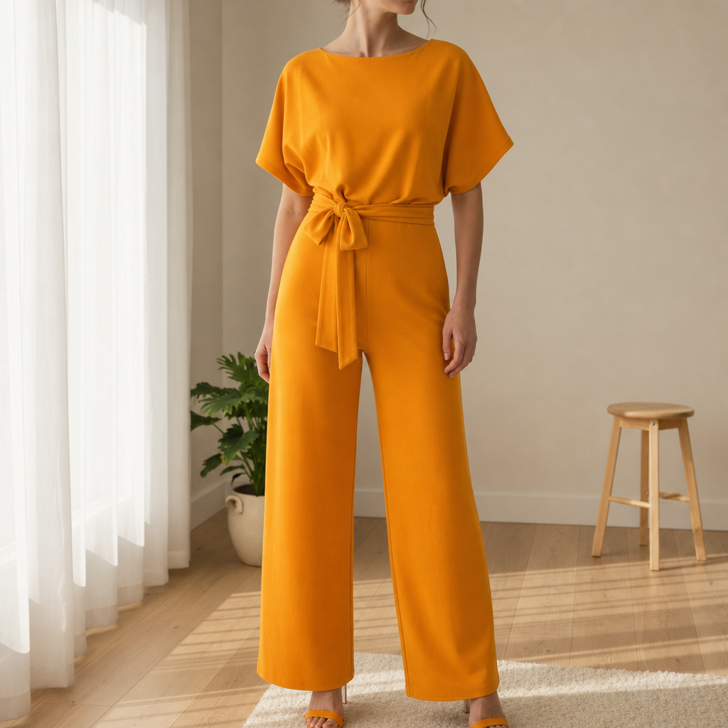 Women's Ponte Knit Batwing Jumpsuit Belted Defined Waist – Celeste