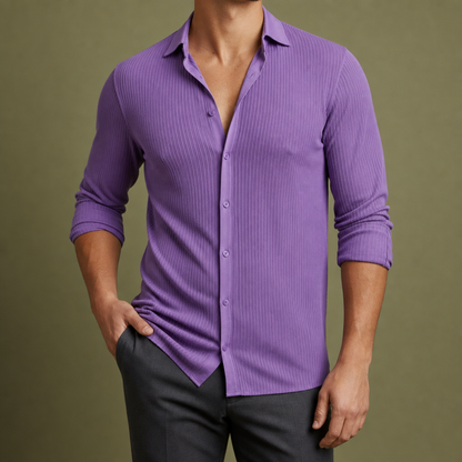 Men's Striped Cotton Blend Lapel Shirt – Marlowe