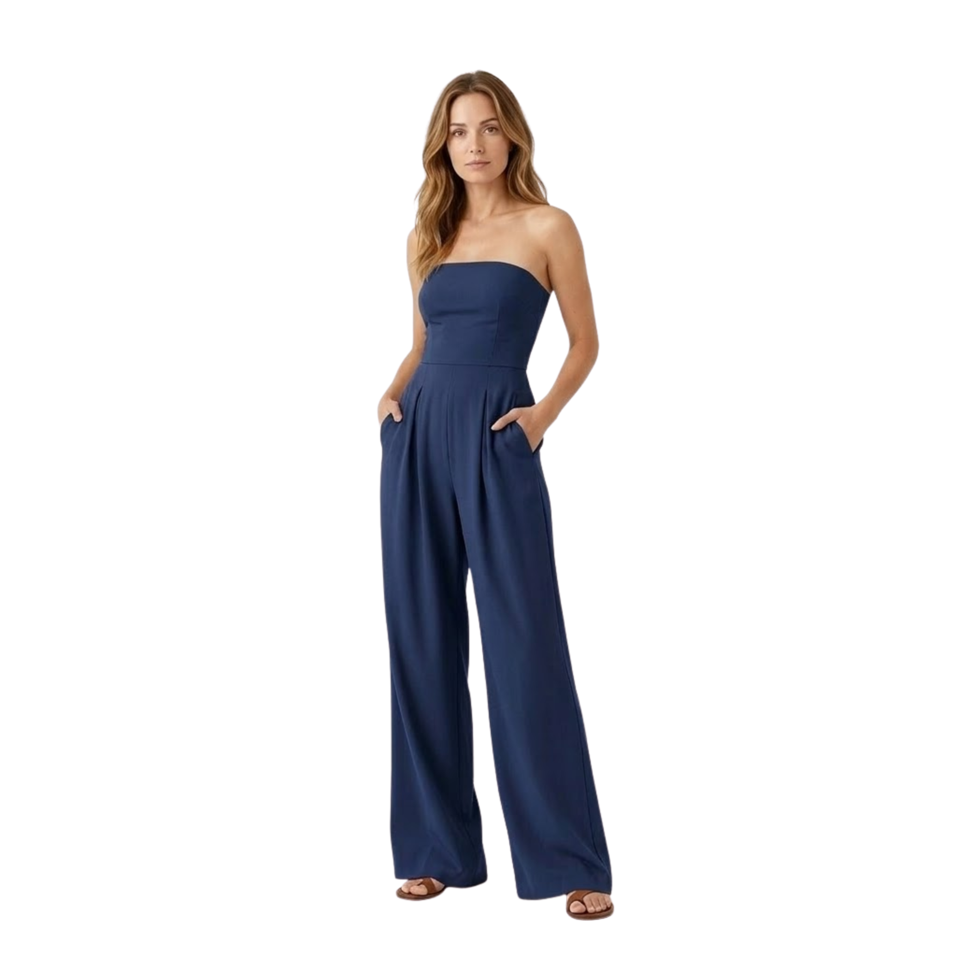 Strapless Bustier Wide-Leg One-Piece Jumpsuit for Women
