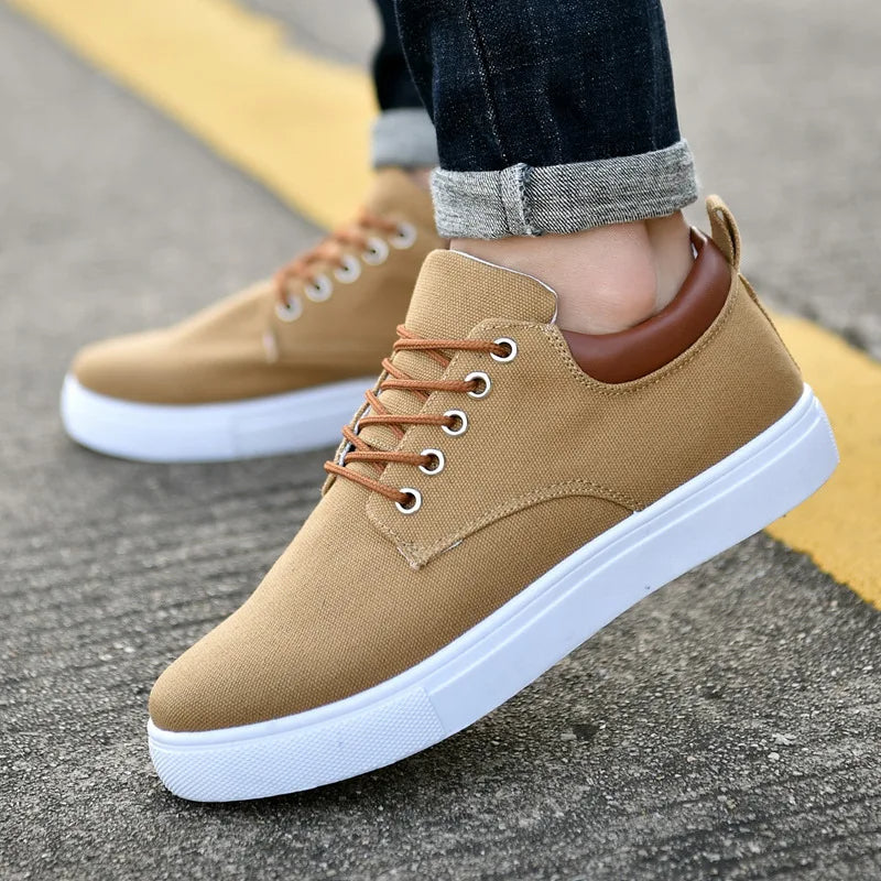 Monarch Low-Top Canvas Sneakers with Padded Heel Collar and Non-Slip Sole