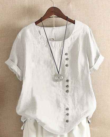 Peyton | Women’s Casual Button Detail Linen Blouse